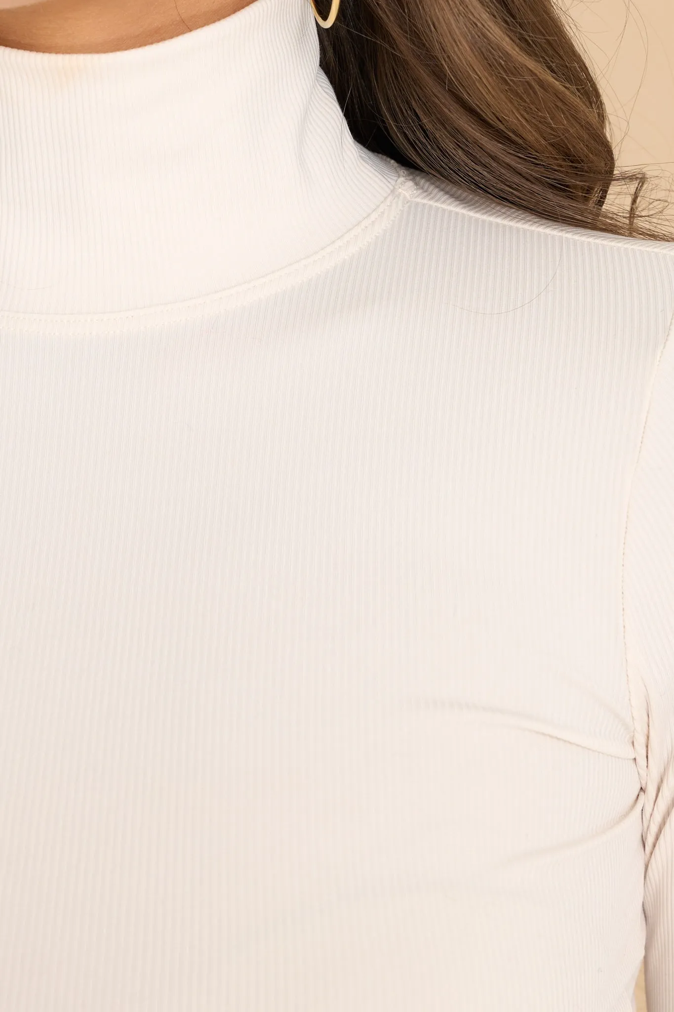 Suit Yourself Parchment Ribbed Turtleneck Bodysuit