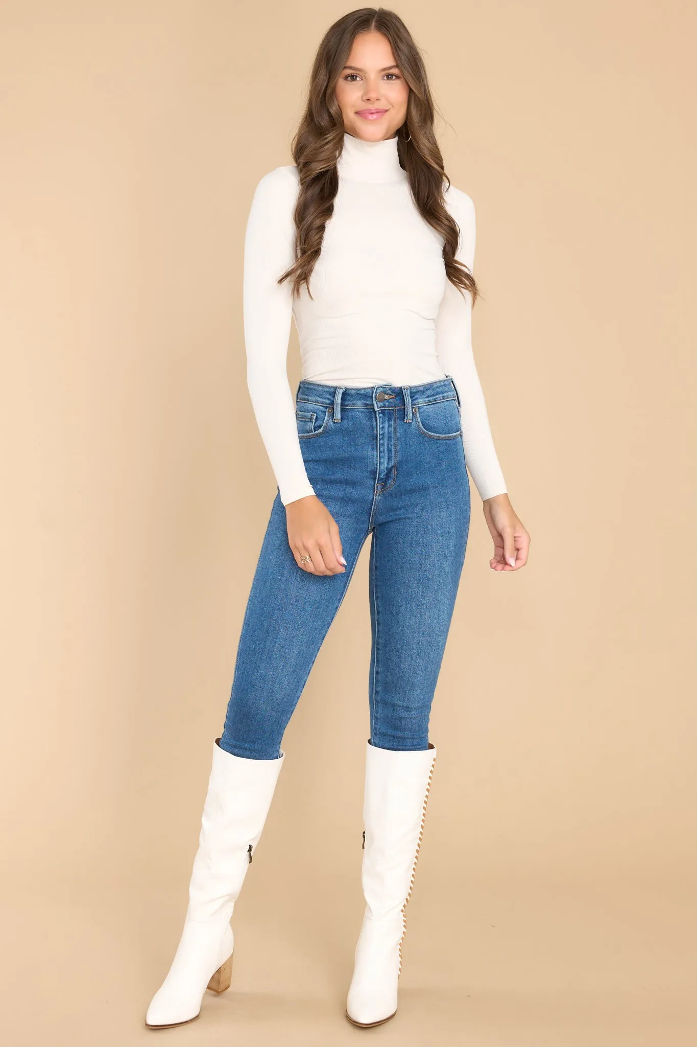 Suit Yourself Parchment Ribbed Turtleneck Bodysuit