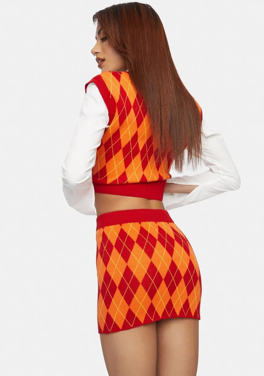 Sun Argyle Mini Skirt-