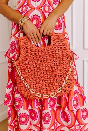 Sunny Day Stroll Woven Tote in Tangerine