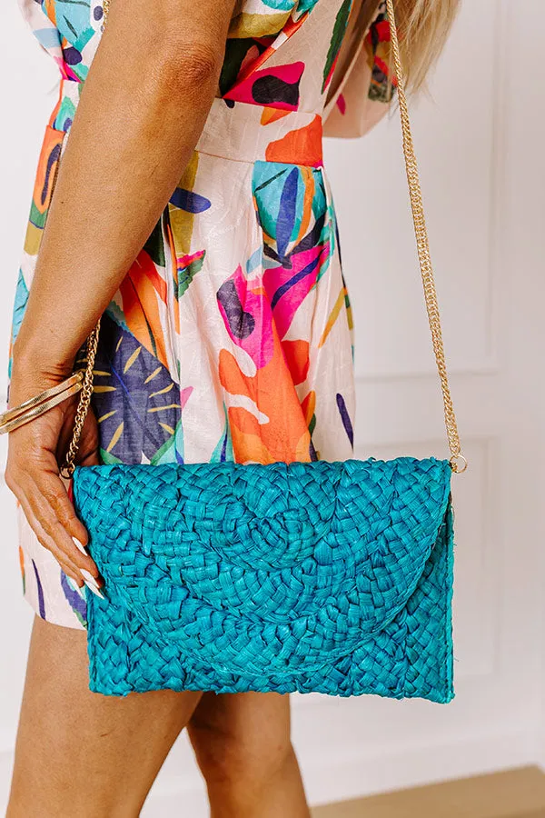Sunny Refresh Woven Clutch in Turquoise