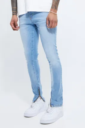 Super Skinny Stretch Jeans With Zip Hem