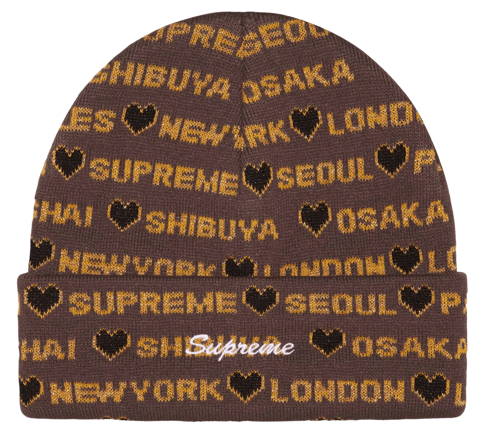 Supreme Hearts Beanie Brown