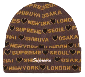 Supreme Hearts Beanie Brown