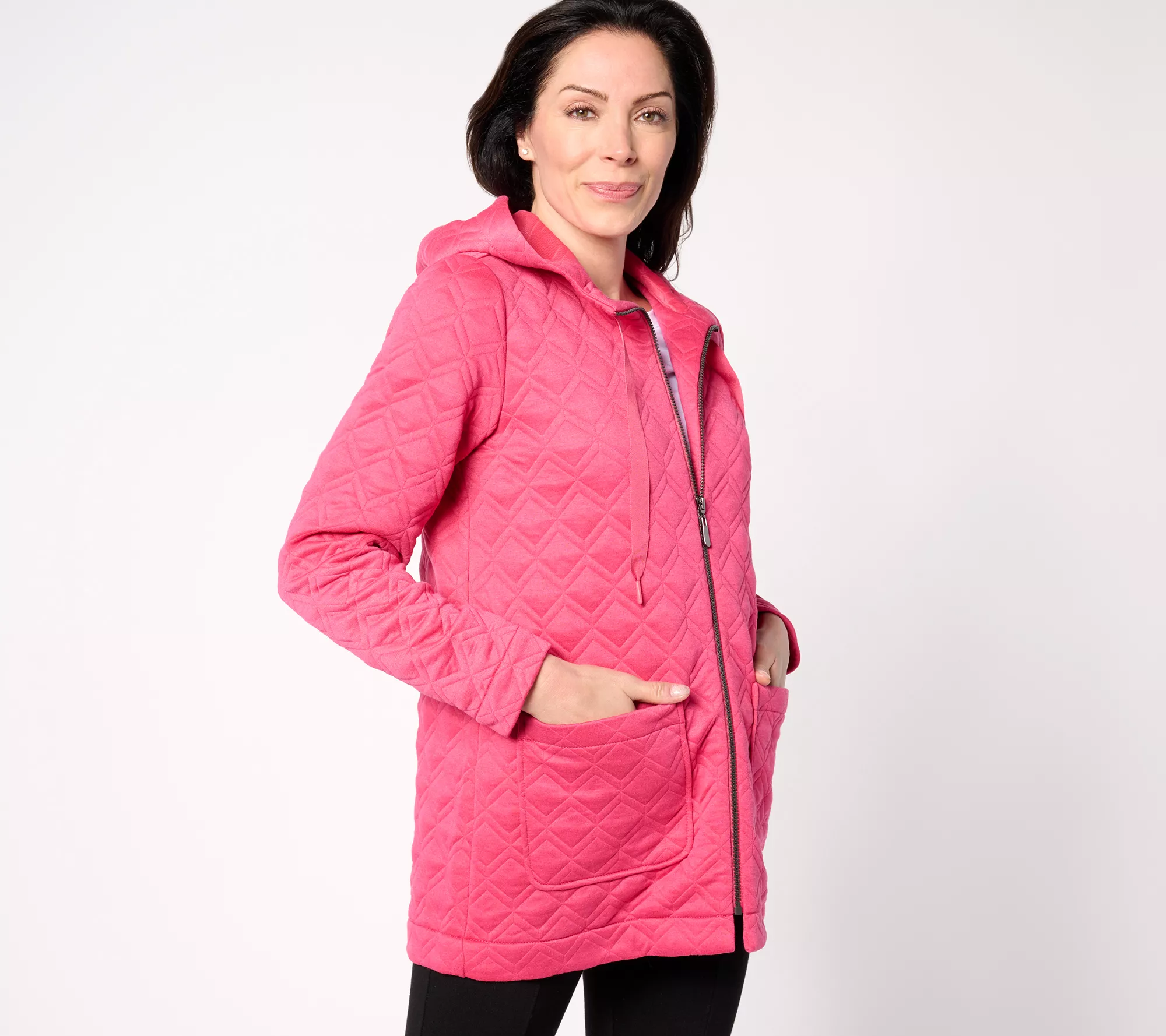 Susan Graver Weekend Regular Quilted Knit Zip Front Jacket