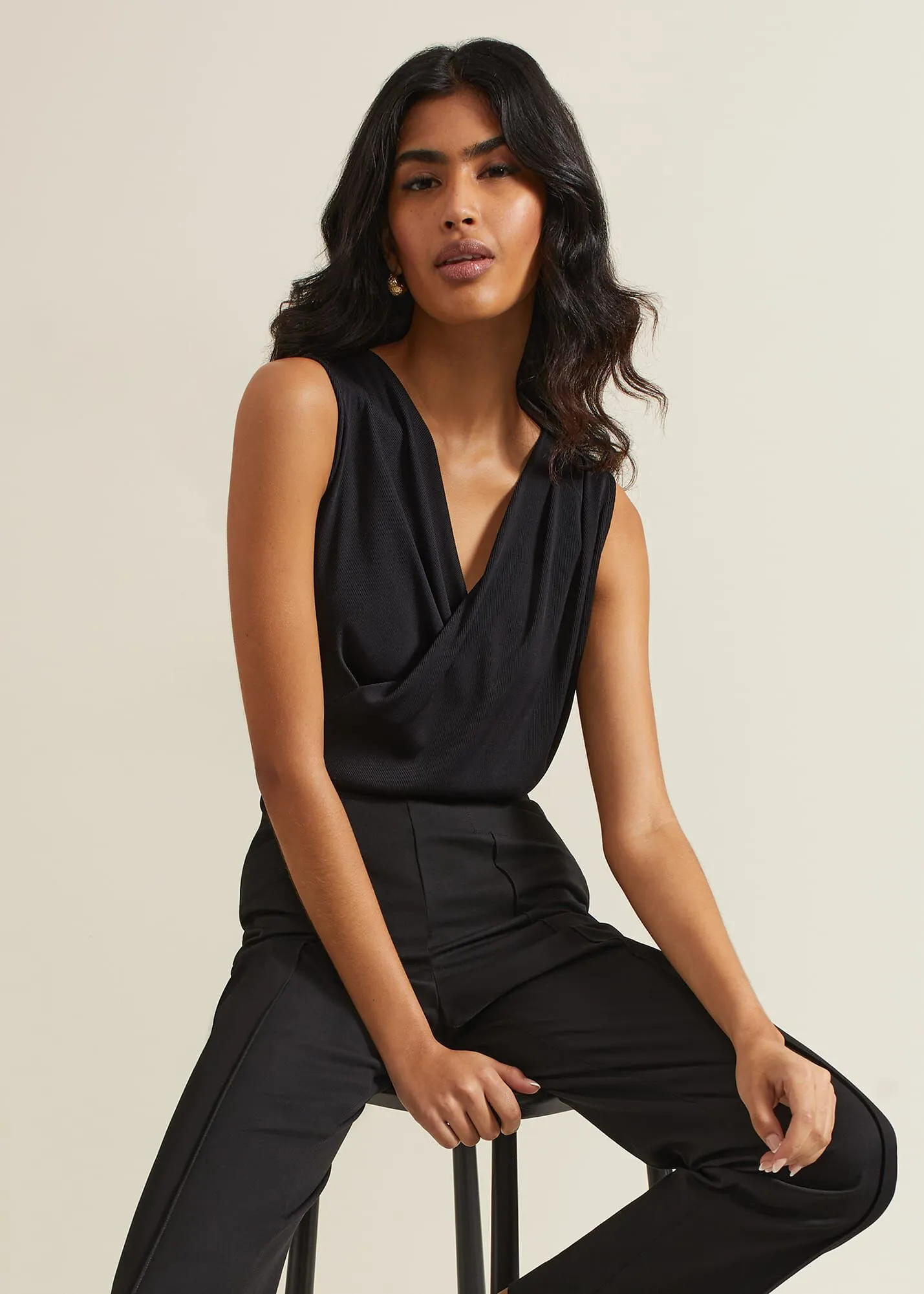 Sutton Sleeveless Drape Rib Top