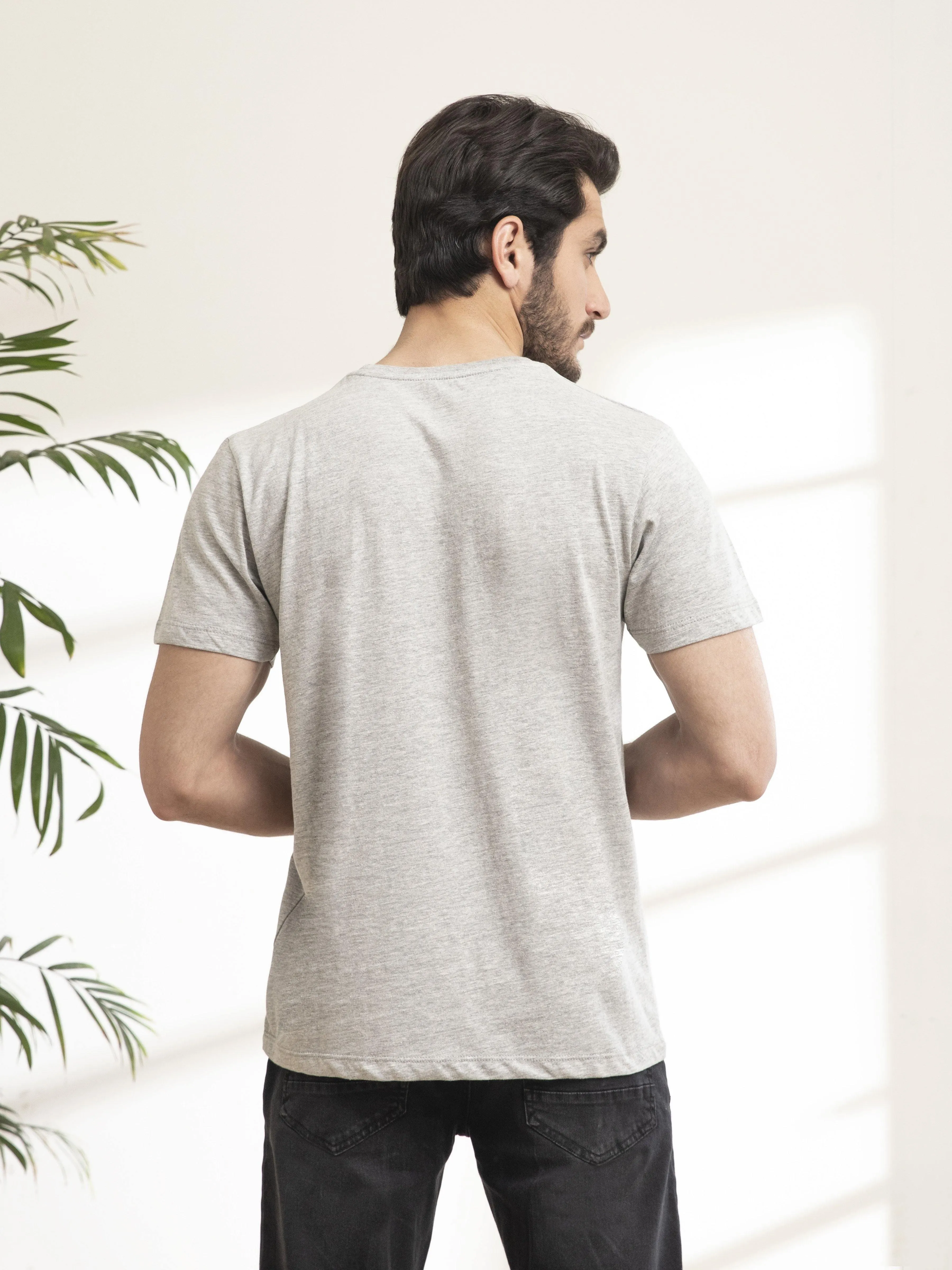 T SHIRT ROUND NECK SLEEPWEAR GREY MELANGE