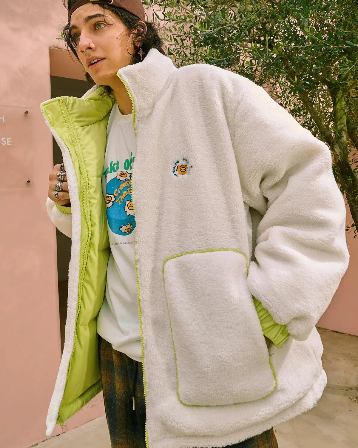 TAKA Original Life Is Beautiful Daisy Reversible Fleece Down Jacket