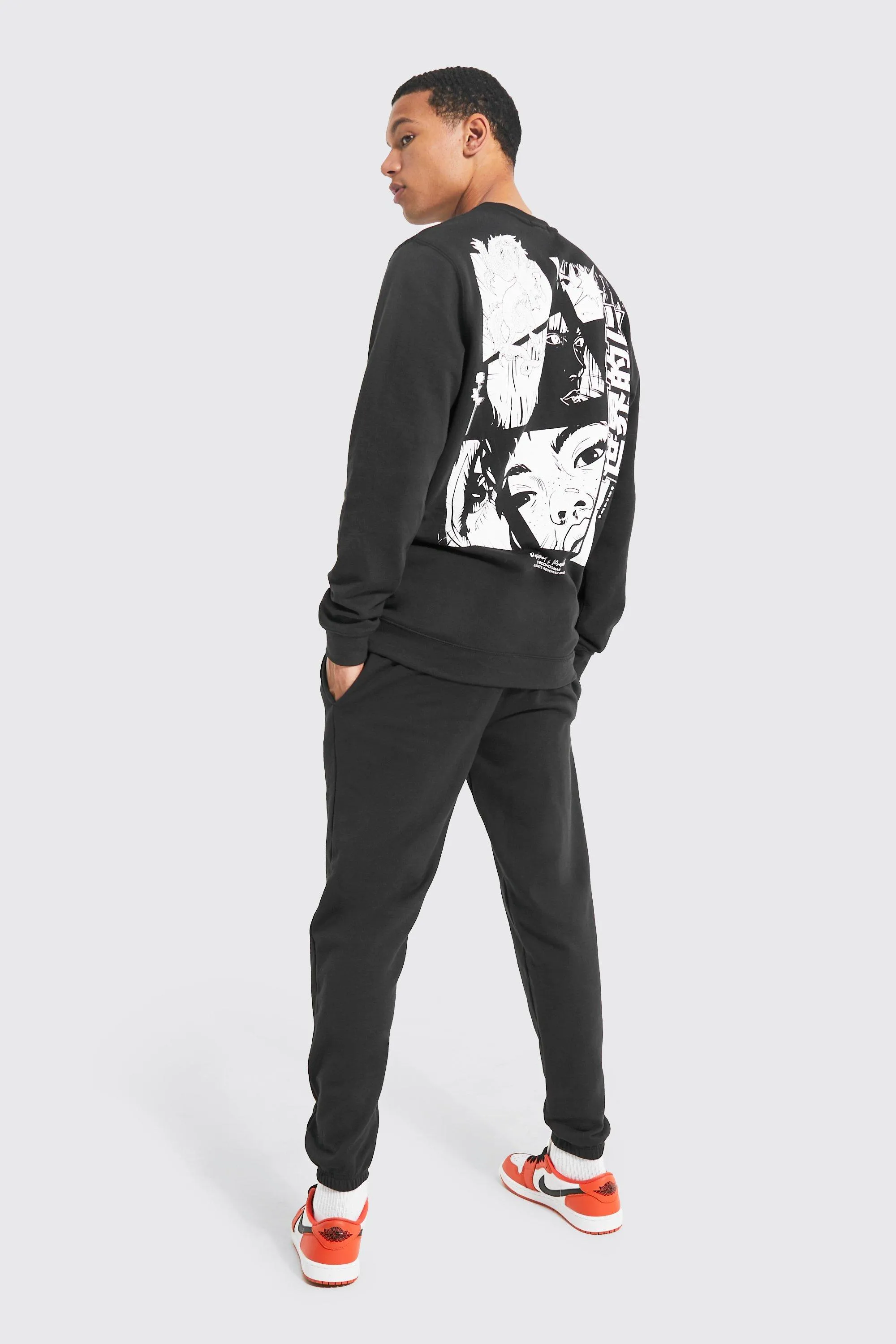 Tall Anime Back Graphic Sweat Tracksuit | boohooMAN UK