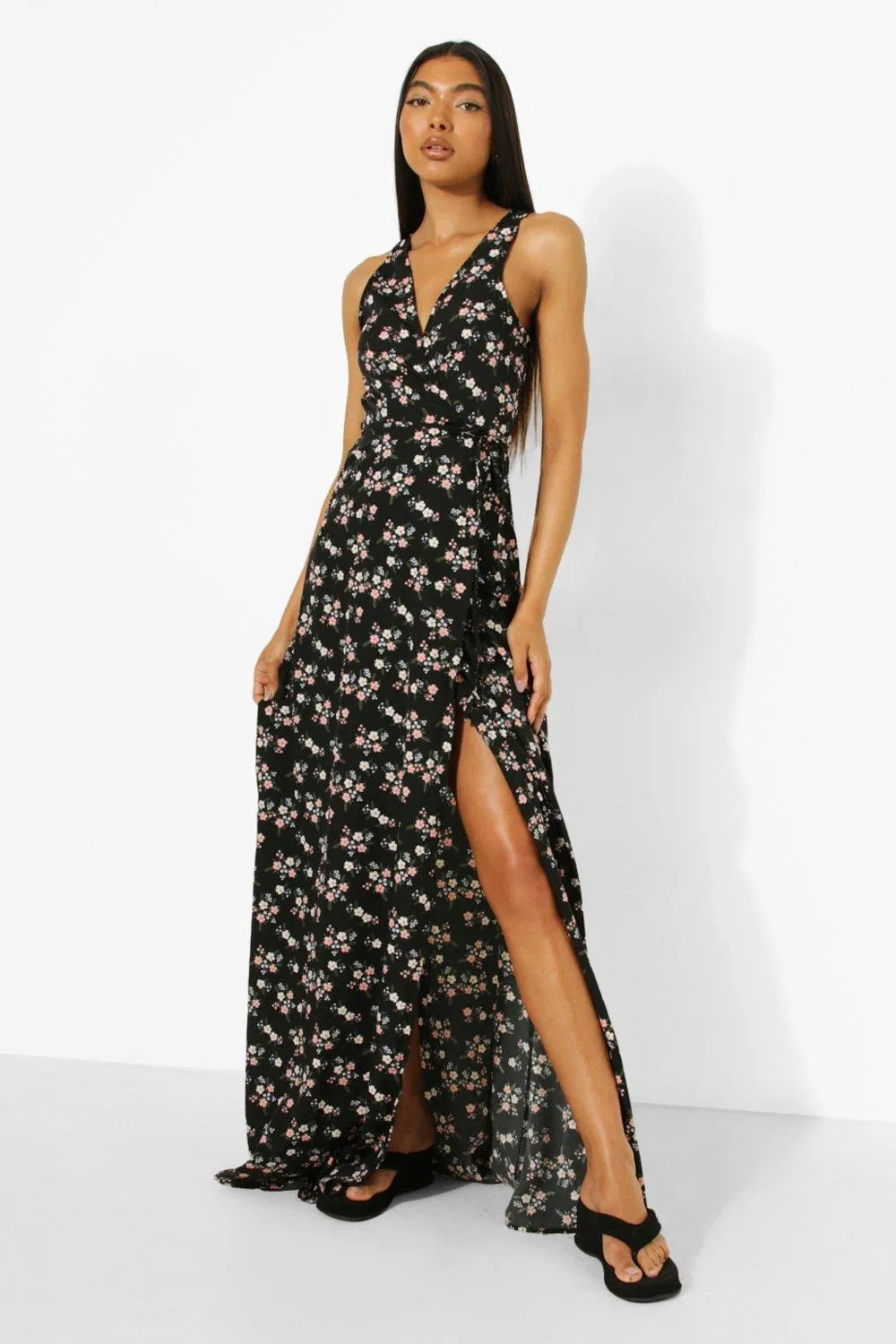 Tall Ditsy Floral Wrap Tie Maxi Dress