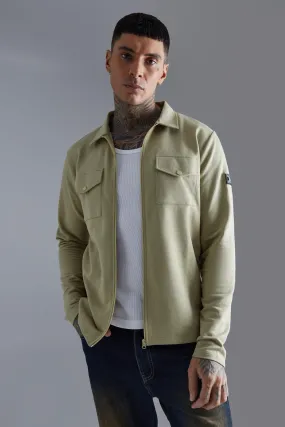 Tall Jersey Utility Man Tab Harrington Jacket | boohooMAN UK
