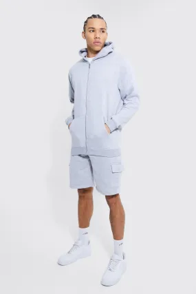 Tall Lightweight Zip Through Short Cargo Tracksuit