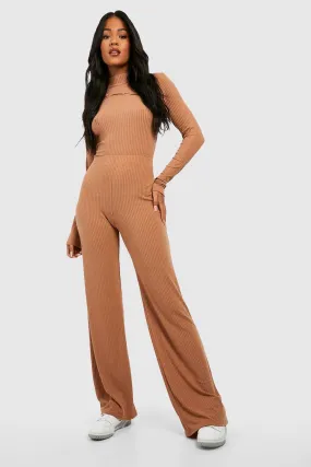 Tall Soft Rib Wide Leg High Waist Pants