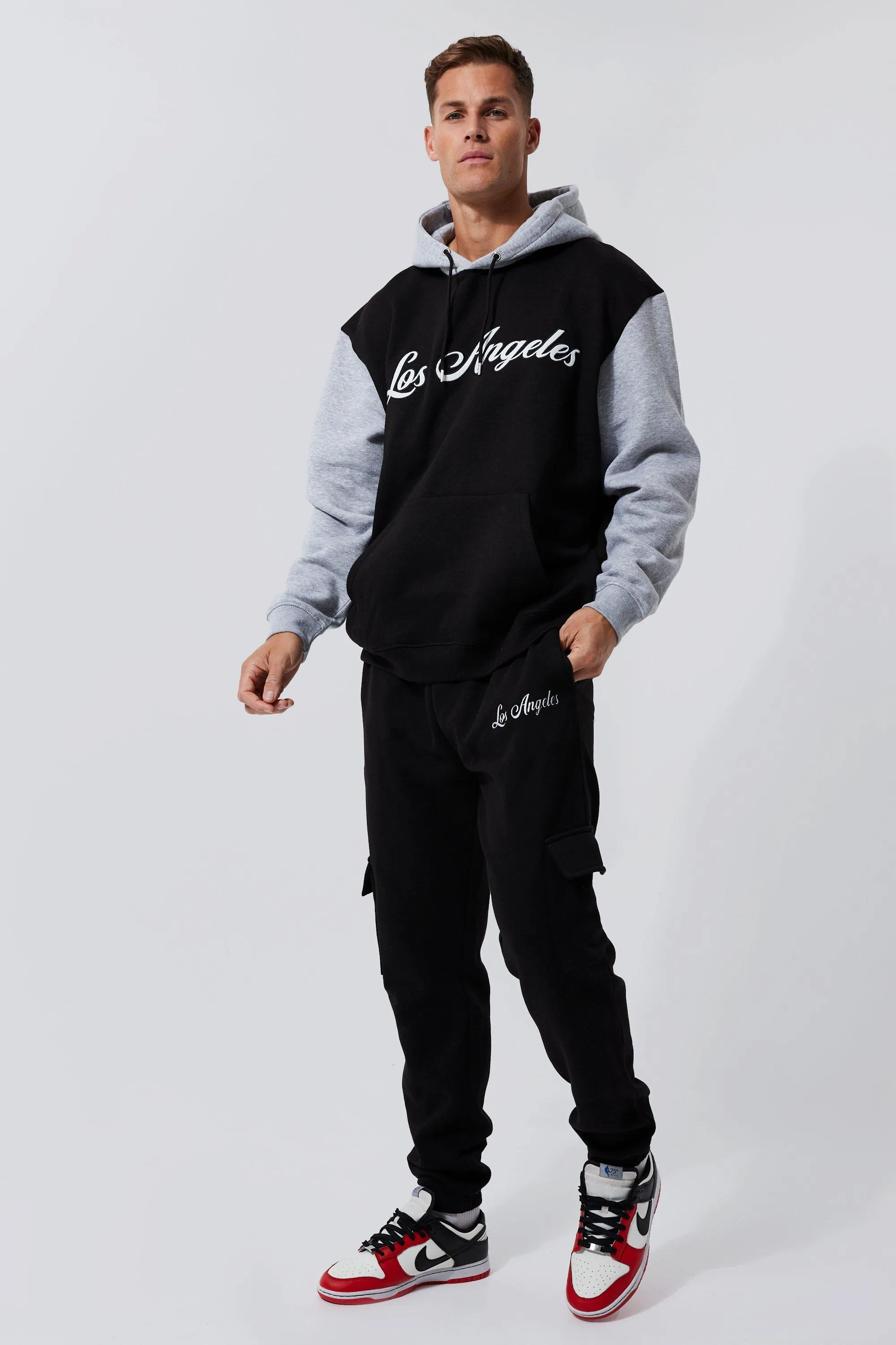 Tall Varsity Contrast Sleeve Cargo Tracksuit