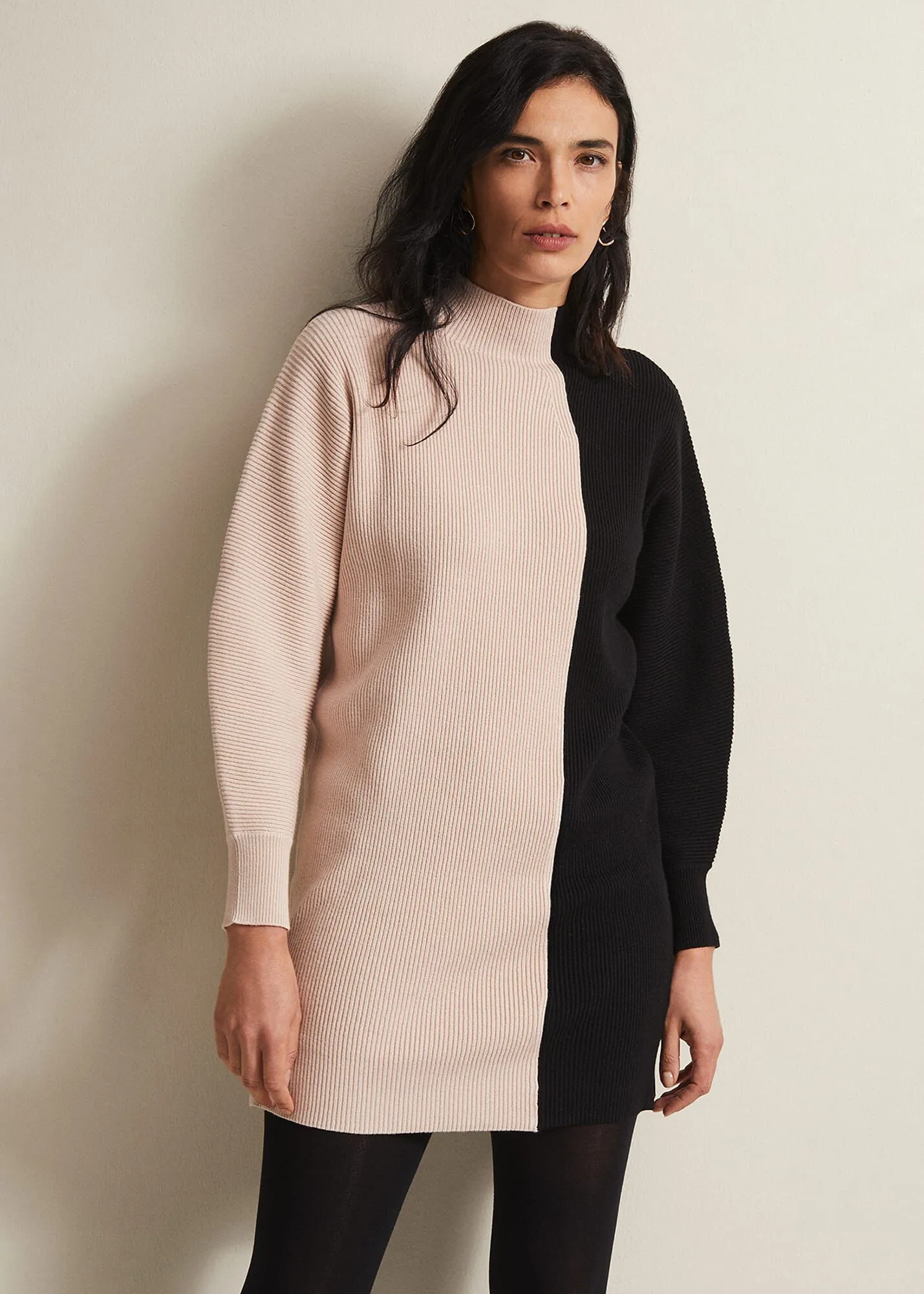 Tamina Colour Block Knitted Tunic Mini Dress