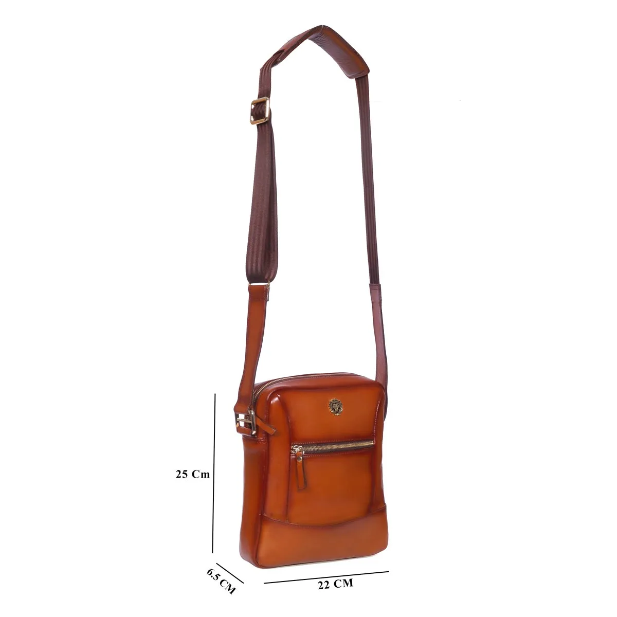 Tan Cross-body Bag with Adjustable Mesh/Guitar Strap