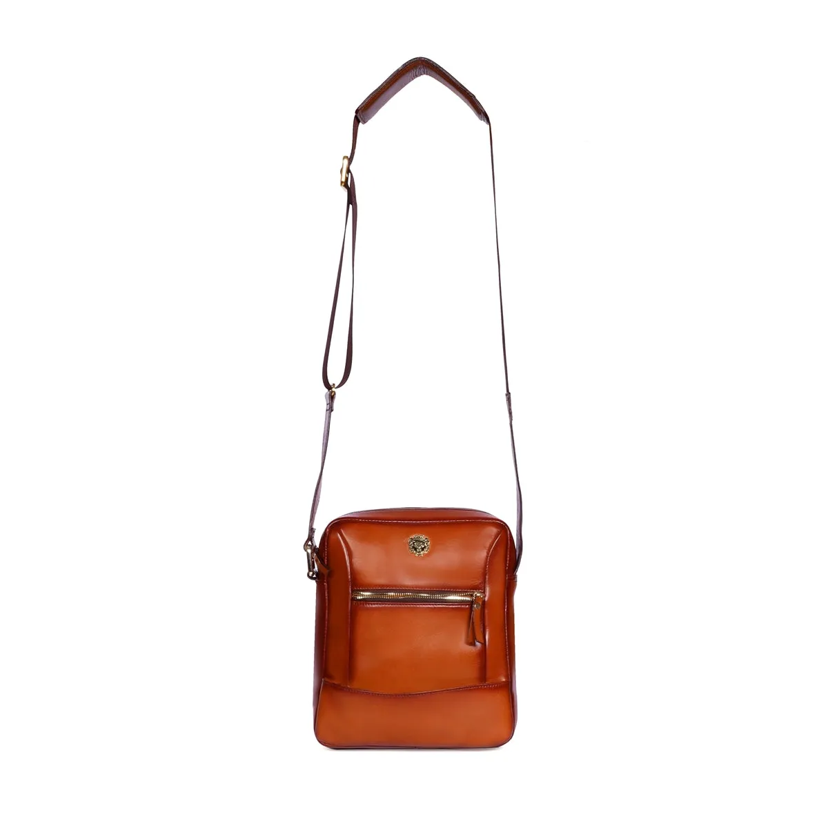 Tan Cross-body Bag with Adjustable Mesh/Guitar Strap