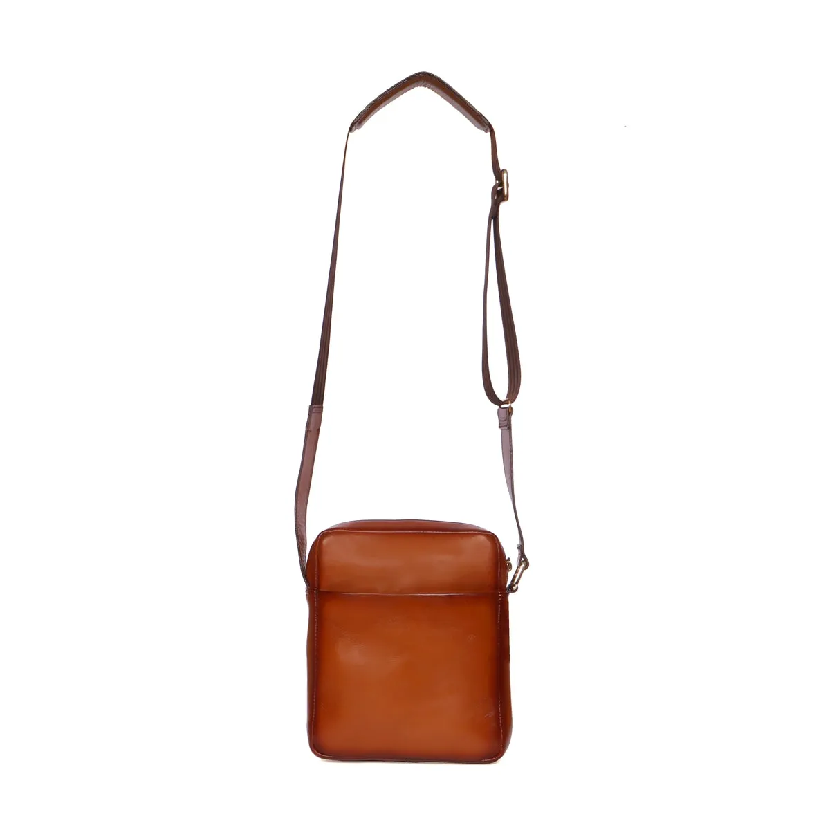 Tan Cross-body Bag with Adjustable Mesh/Guitar Strap