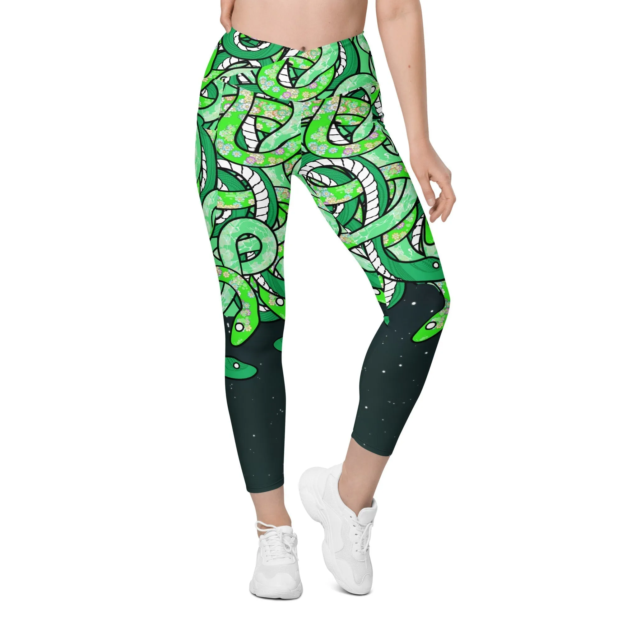 Tangled Snakes Crossover Leggings With Pockets