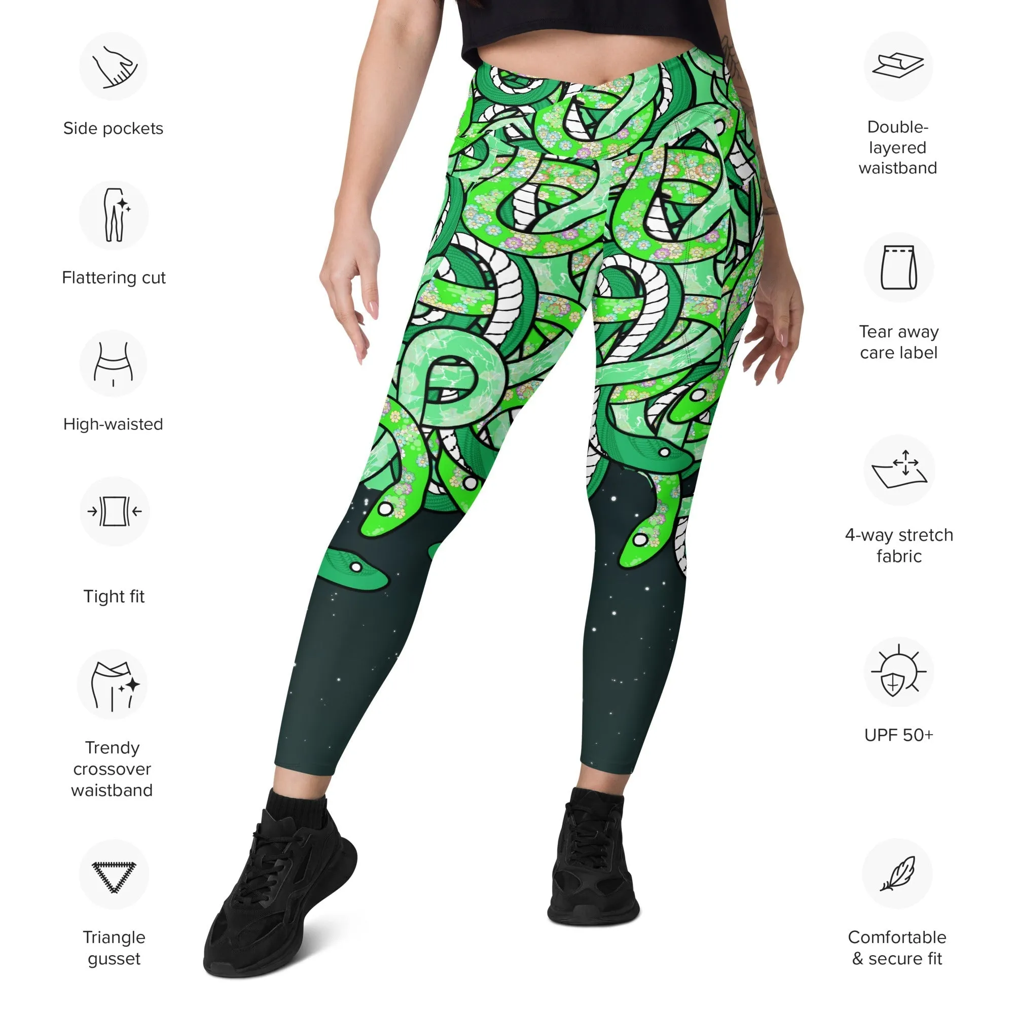 Tangled Snakes Crossover Leggings With Pockets