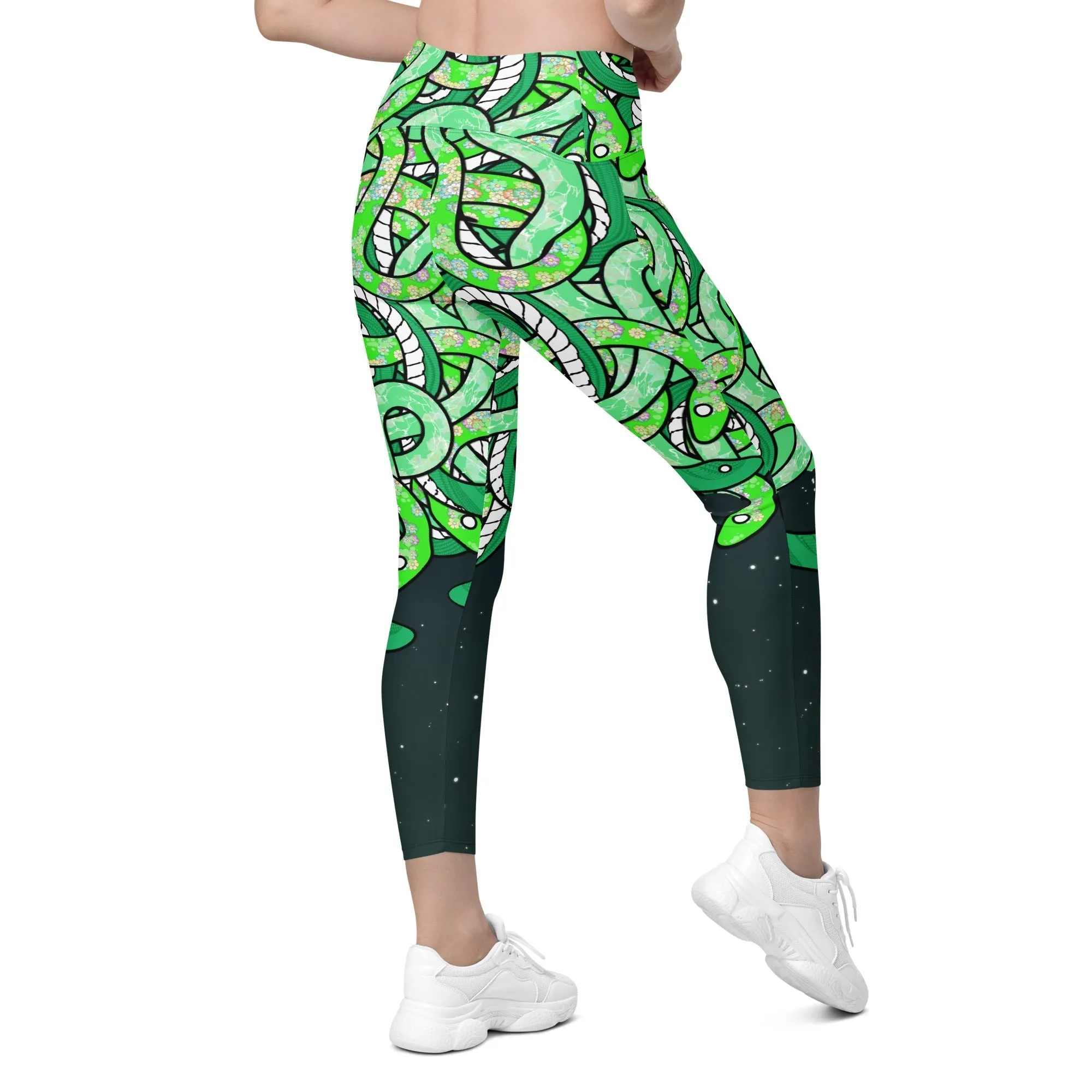 Tangled Snakes Crossover Leggings With Pockets