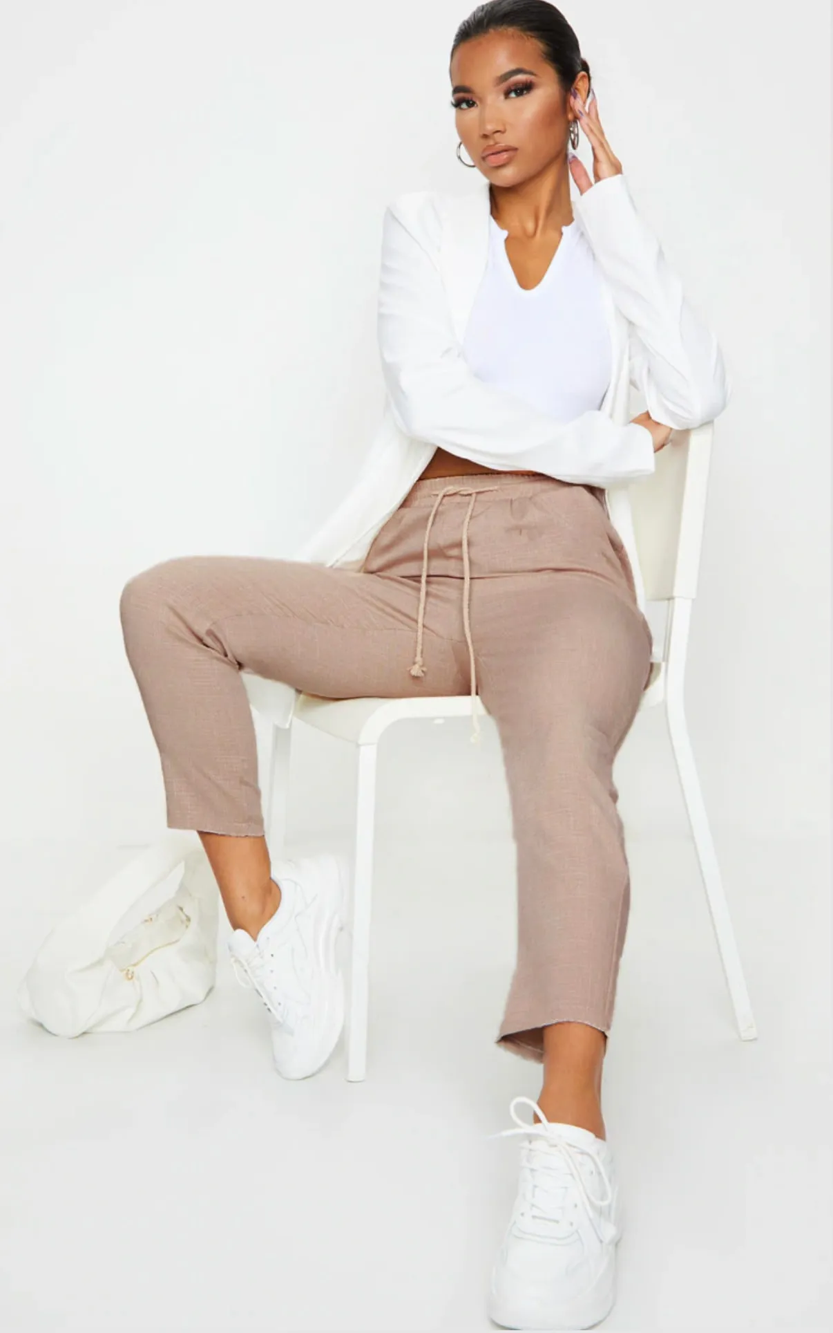 Taupe Diya Grey Casual Trousers | Trousers
