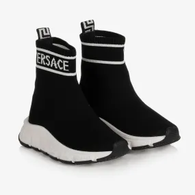 Teen Black Logo Sock Trainers