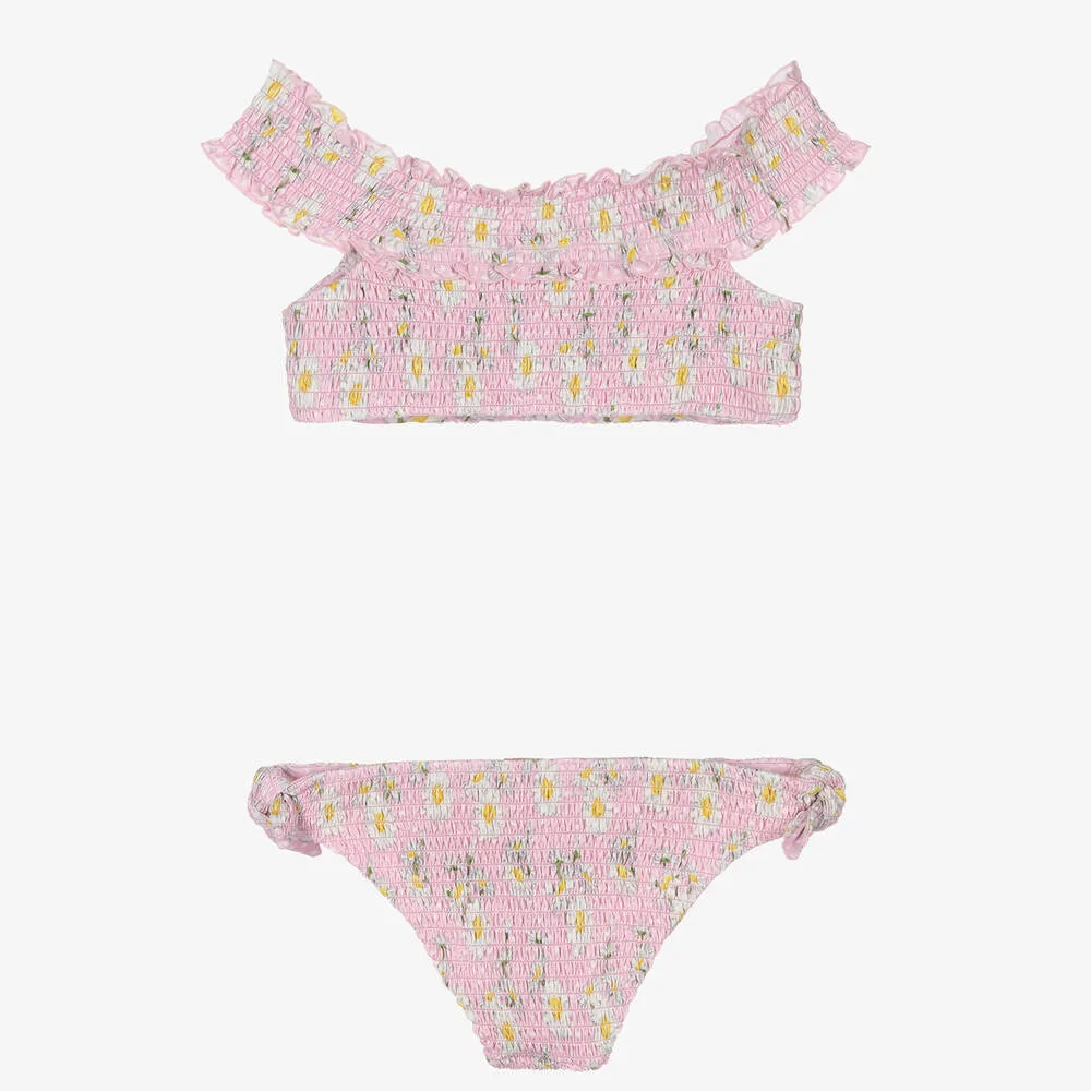 Teen Girls Pink Ruched Bikini