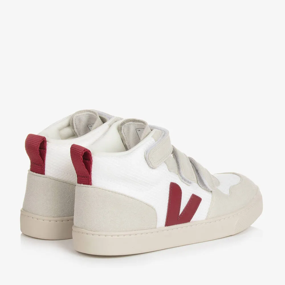 Teen White & Red V-10 Mid Trainers