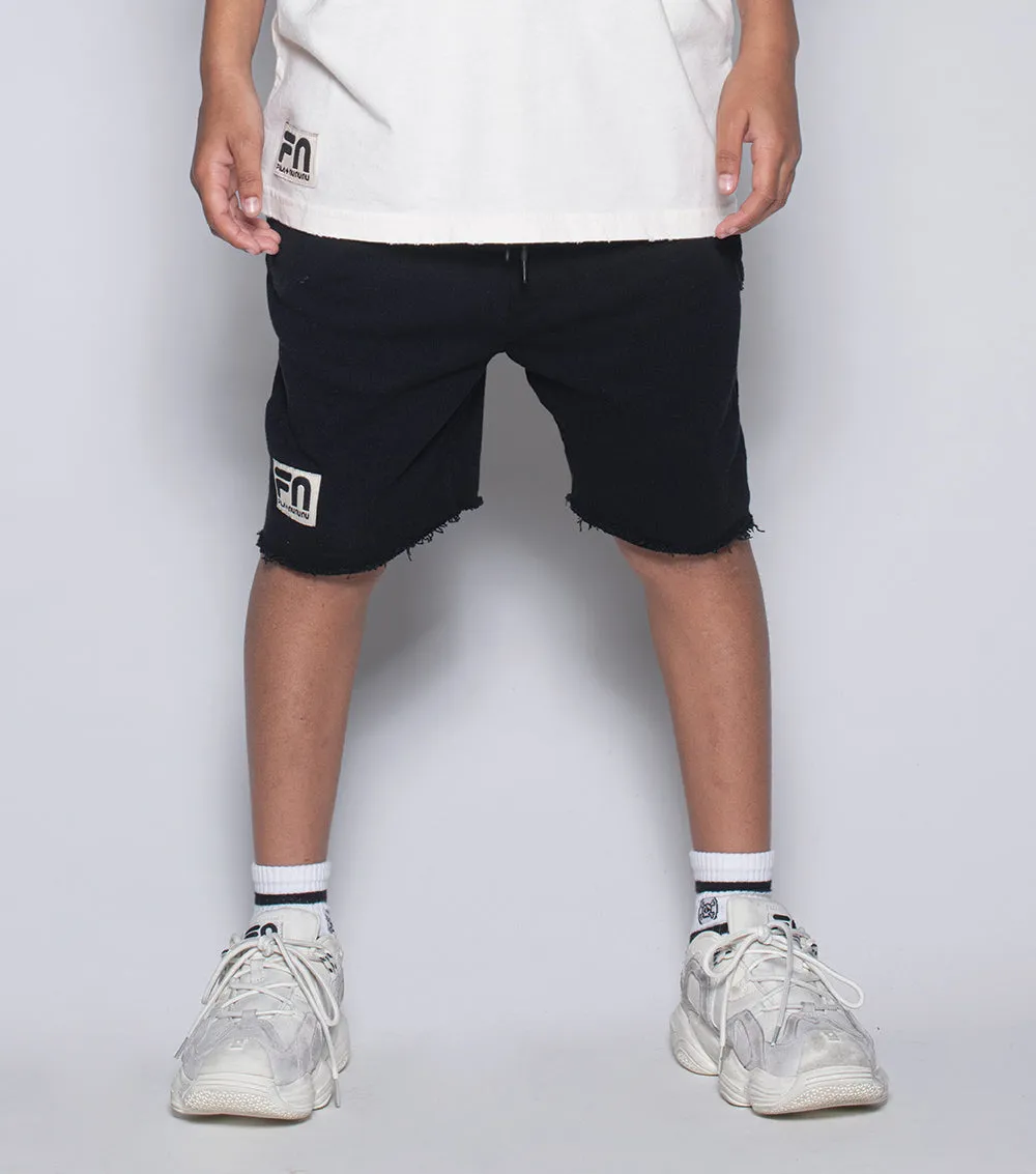 tennis ball patch sweatshorts