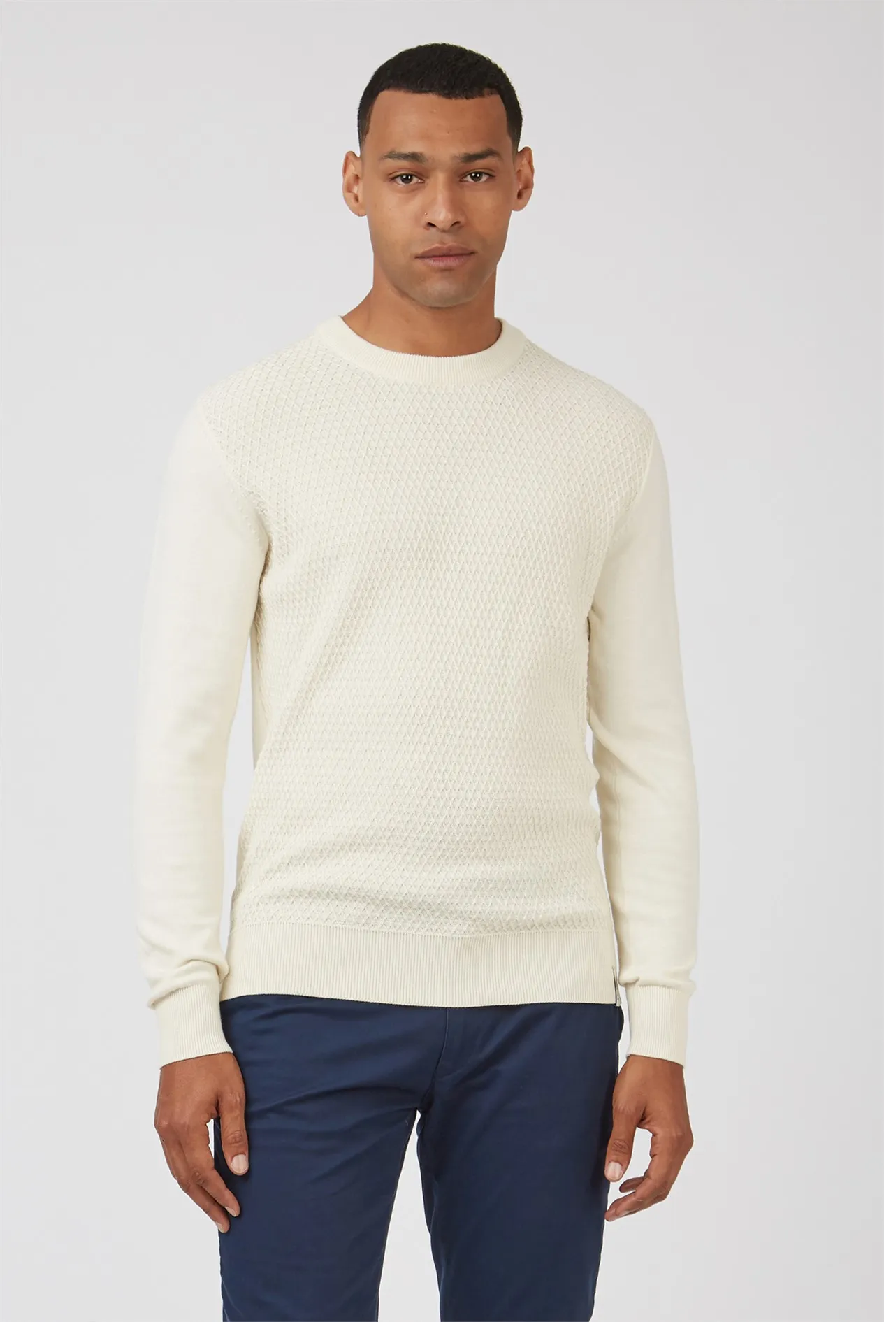 Textured Front Crew Neck Jumper