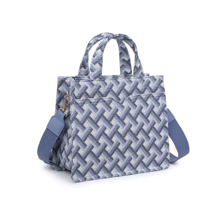 Theresa Mini Canvas Tote Handbag - Sky Blue