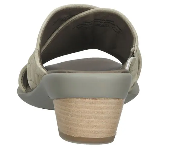 Think! Mules para mujer, sandalias de piel auténtica, pantuflas con aspecto trenzado, zapatos sin cordones 3-000594-7000 verde