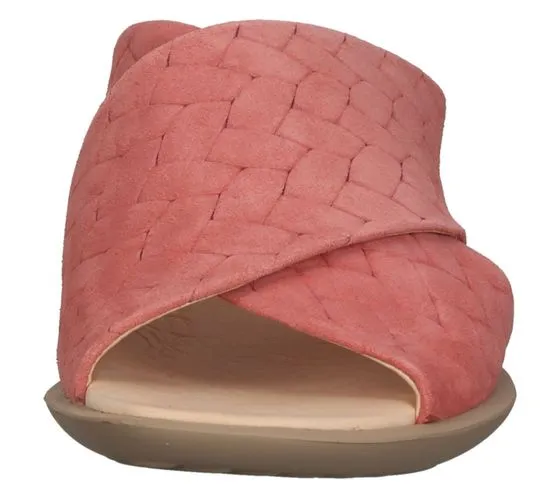 Think! Mules pour femmes, sandales en cuir véritable, pantoufles au look tressé, chaussures à enfiler 3-000594-5000 rose