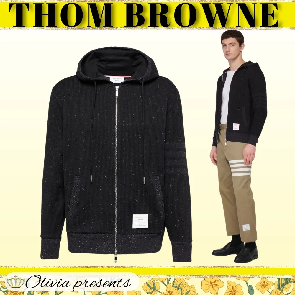 THOM BROWNE  |Silk Street Style Long Sleeves Plain Cotton Logo Designers