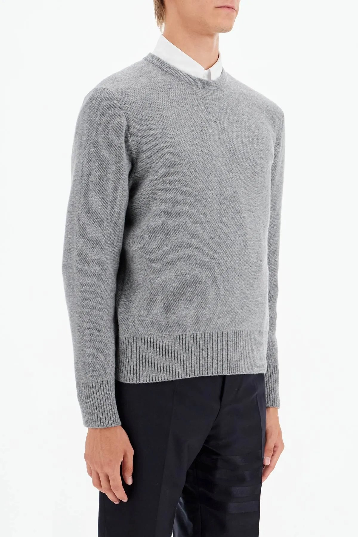 Thom Browne    Thom Browne Wool Piqué Crewneck Pullover