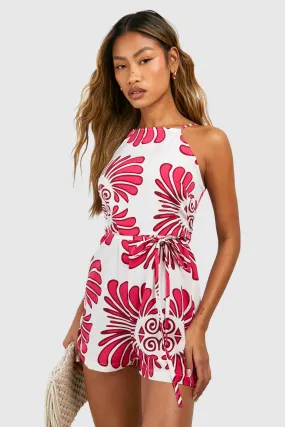 Tie Detail Printed Romper