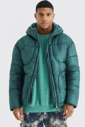 Tie Dye Quilted Puffer With Hood