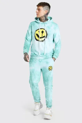 Tie Dye Trippy Print Hooded Tracksuit | boohooMAN UK
