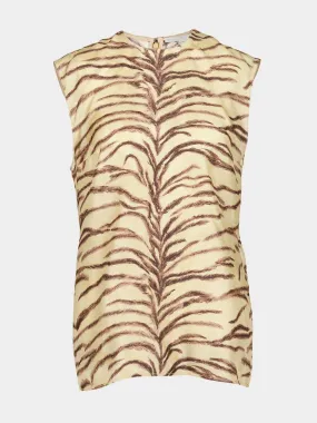 Tiger Print Silk Sleeveless Top