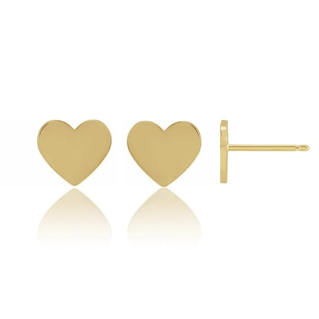 Tiny 14k Gold Heart Stud Earrings