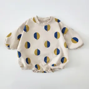 Toddler Balloon Print Sweatshirt Romper  (3m-3y)  - Beige