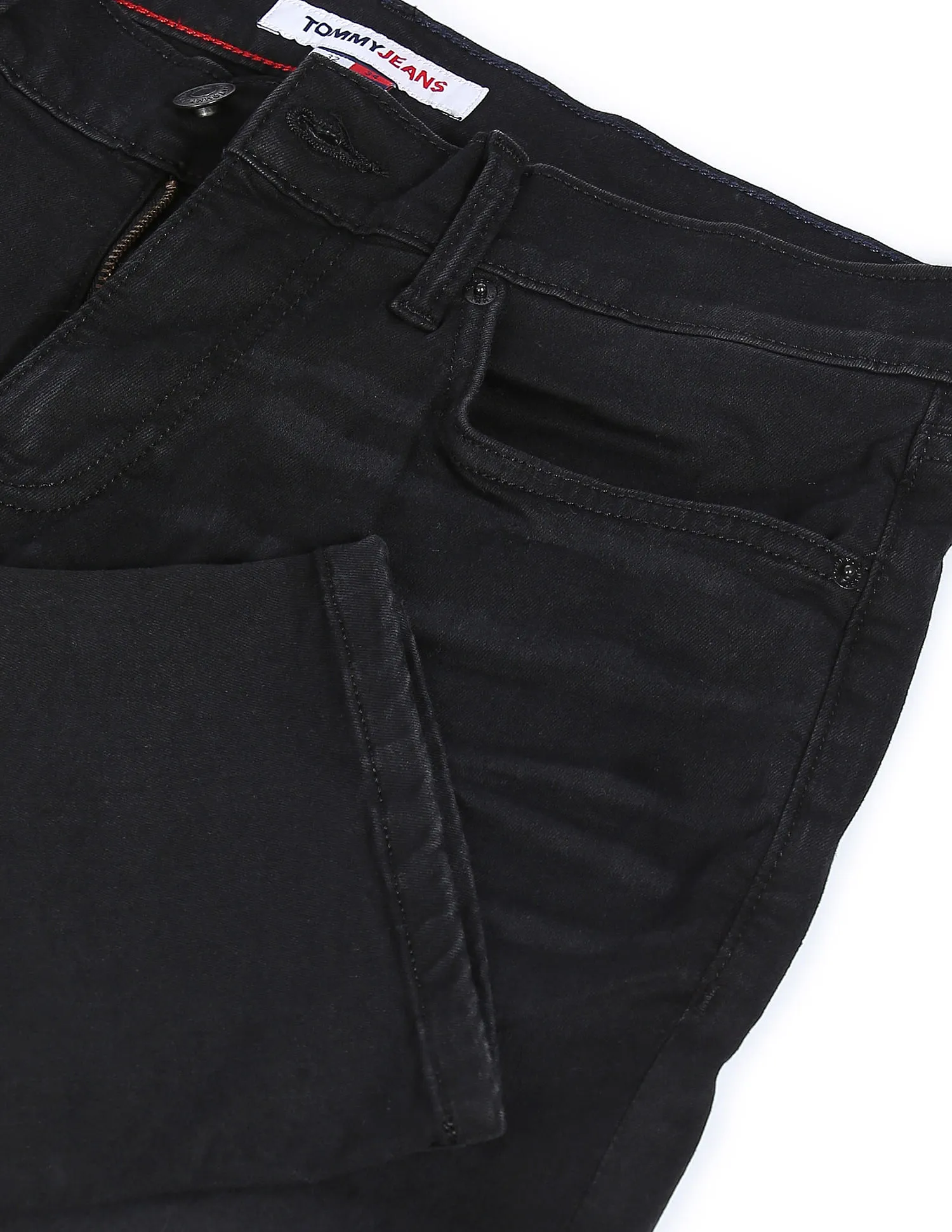 Tommy Hilfiger Men Black Mid Rise Scanton Slim Fit Whiskered Jeans