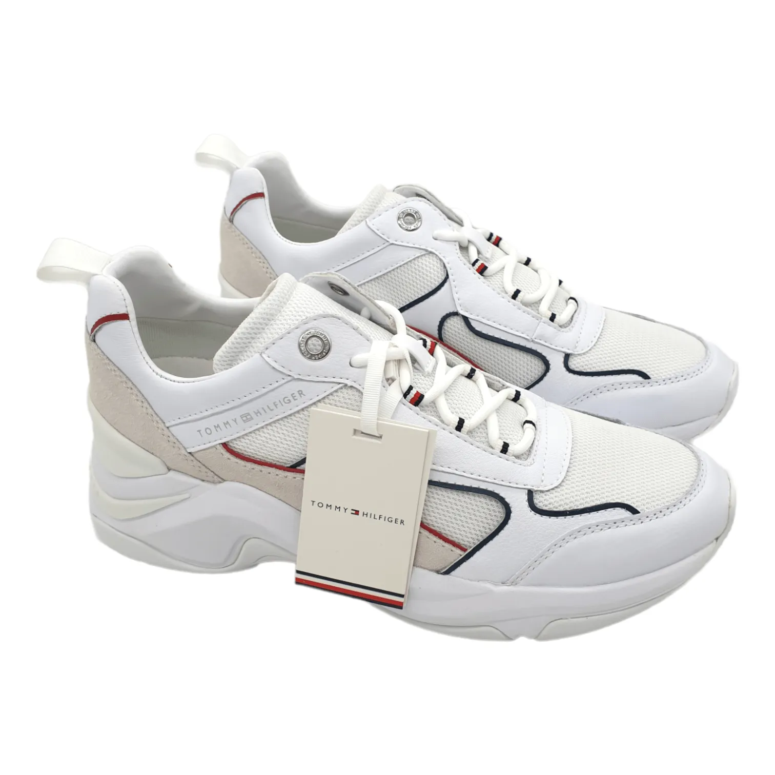 Tommy Hilfiger White & Cream Leather Trainers