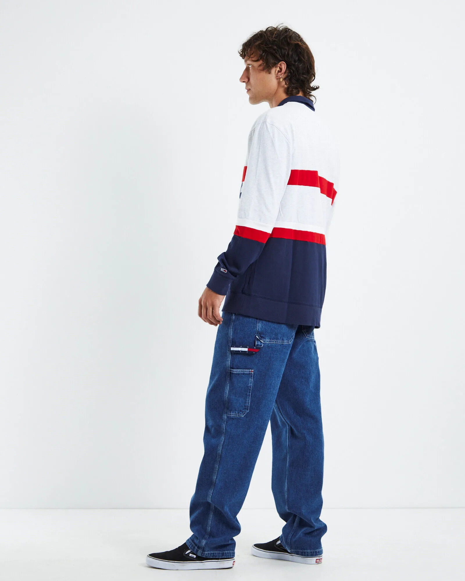 Tommy Jeans TJM Heritage Tommy Long Sleeve Polo Shirt Twilight Navy/Multi