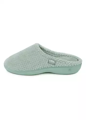 Totes Isotoner Ladies Popcorn Terry Mule Slipper - Mint Green | Kaleidoscope