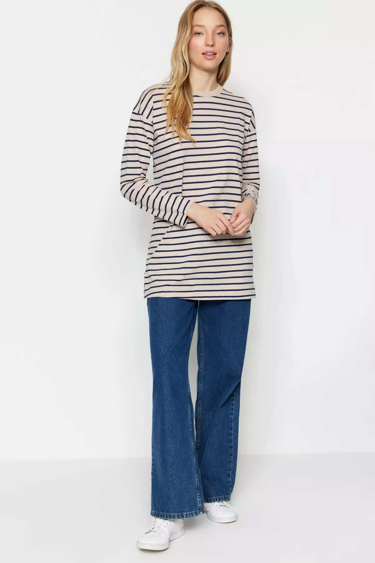 Trendyol MODEST Stripe Knit Tunic Top