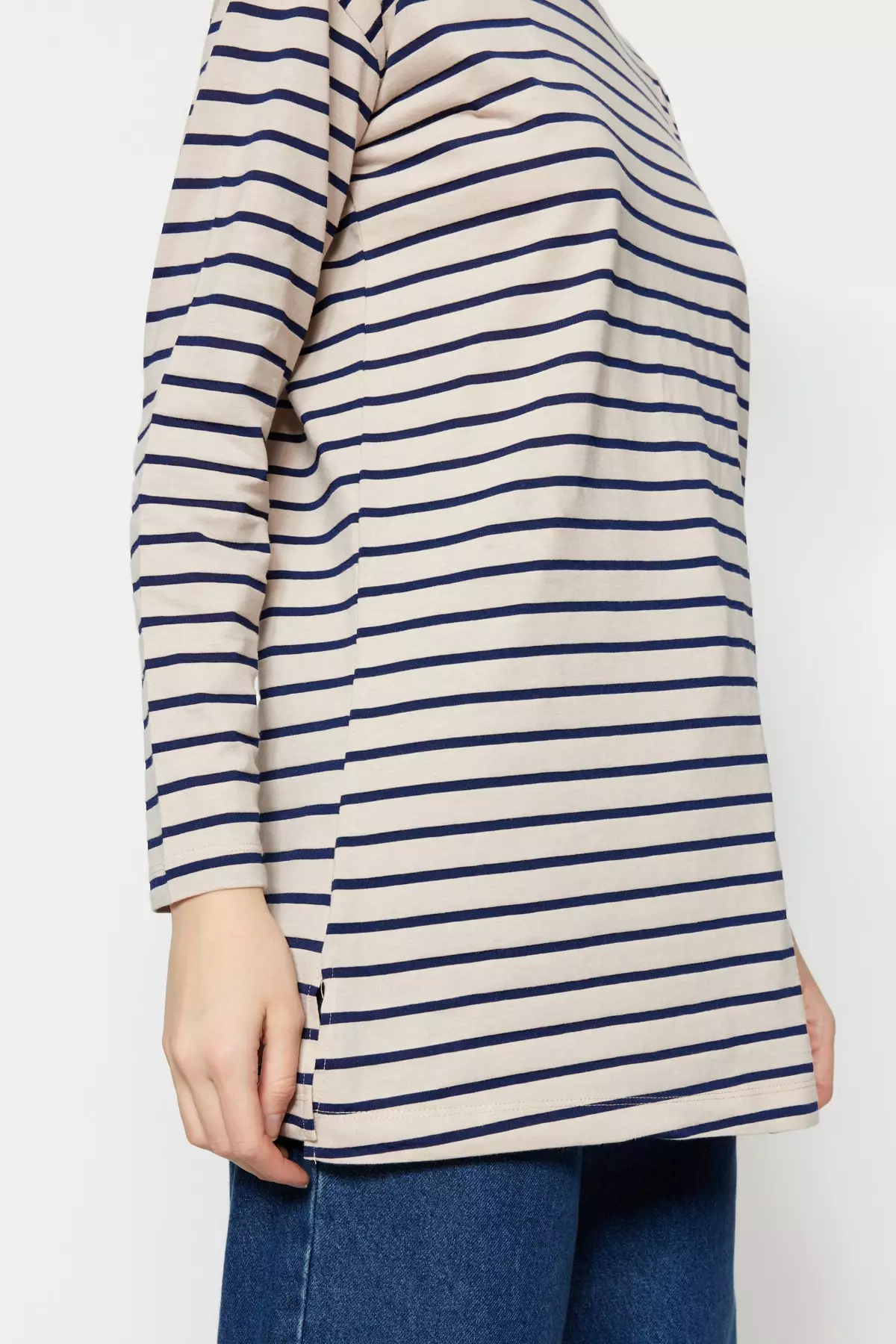 Trendyol MODEST Stripe Knit Tunic Top