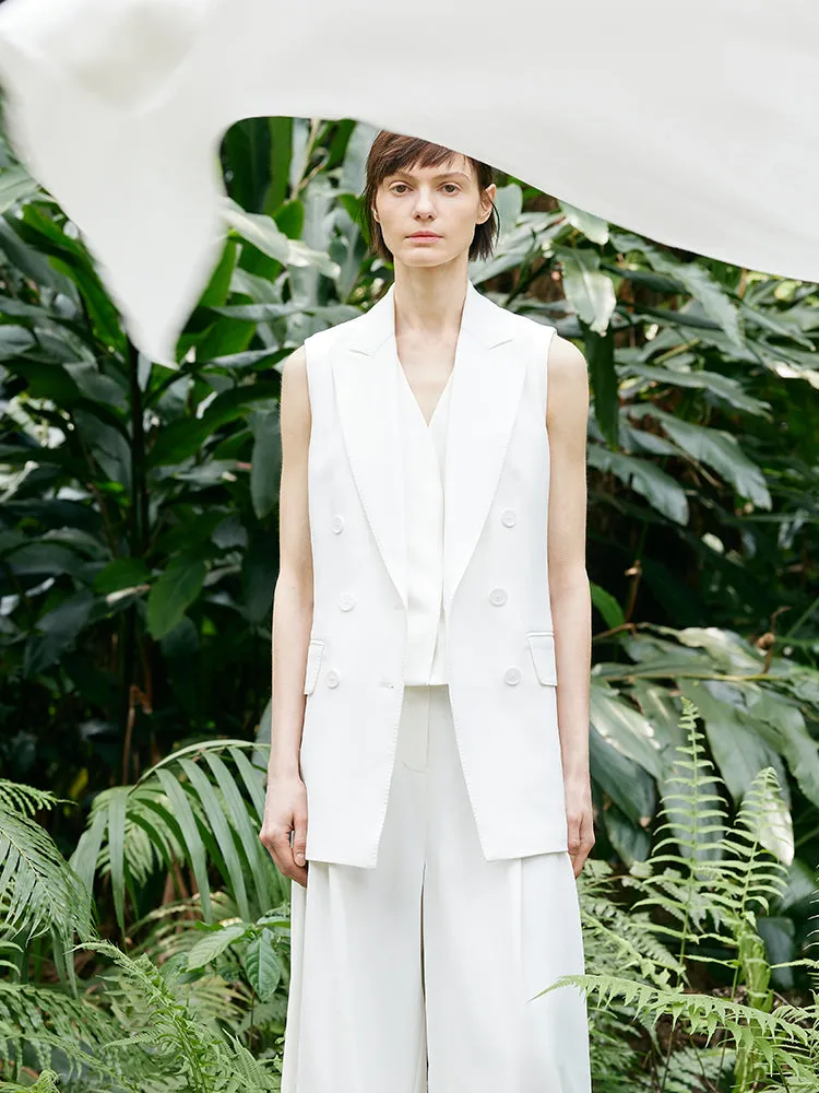 Triacetate Lapel Mid-Length Women Vest 