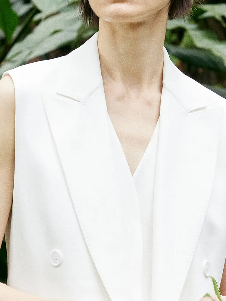 Triacetate Lapel Mid-Length Women Vest 